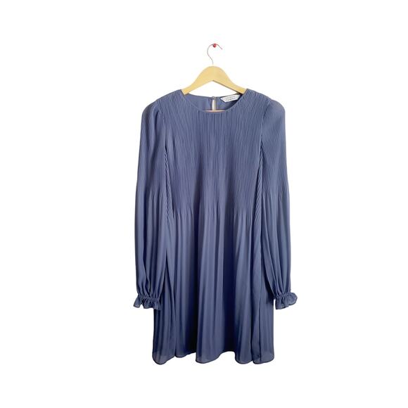& Other Stories Long Sleeve Pleated Mini Dress Blue Size 4 - Picture 1 of 6